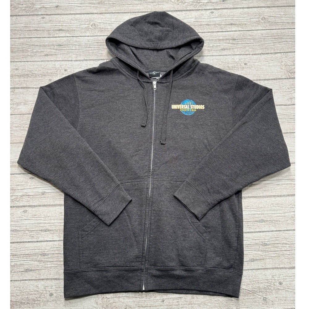 Universal Studios Florida Hoodie Men's Large Gray Full Zip Souvenir Sweatshirt